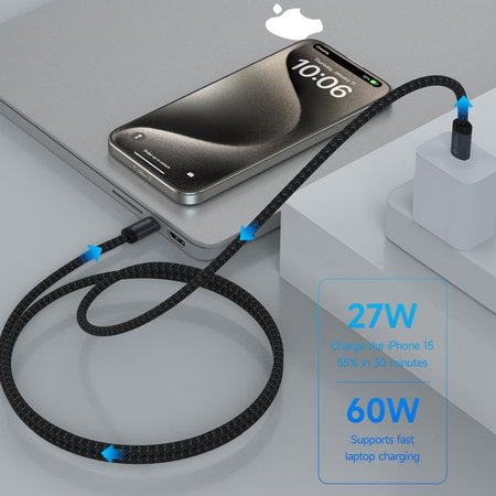 Cablu USB-C / USB-C Gracious, PD 60W, 2m, negru, Devia