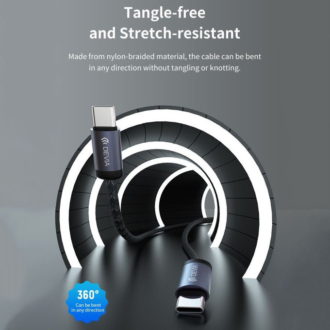 Cablu USB-C / USB-C Gracious, PD 60W, 2m, negru, Devia