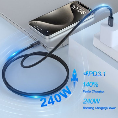 Cablu USB-C / USB-C Extreme Speed, PD 240W, 2m, negru, Devia