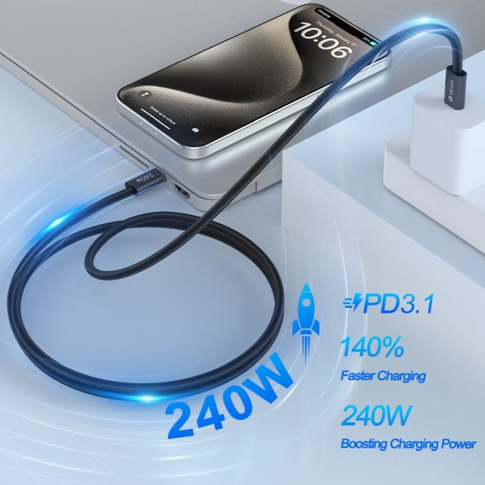 Cablu USB-C / USB-C Extreme Speed, PD 240W, 2m, negru, Devia