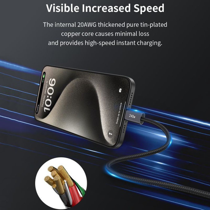 Cablu USB-C / USB-C Extreme Speed, PD 240W, 2m, negru, Devia