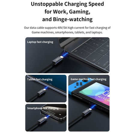 Cablu USB-C / USB-C Extreme Speed, PD 240W, 2m, negru, Devia