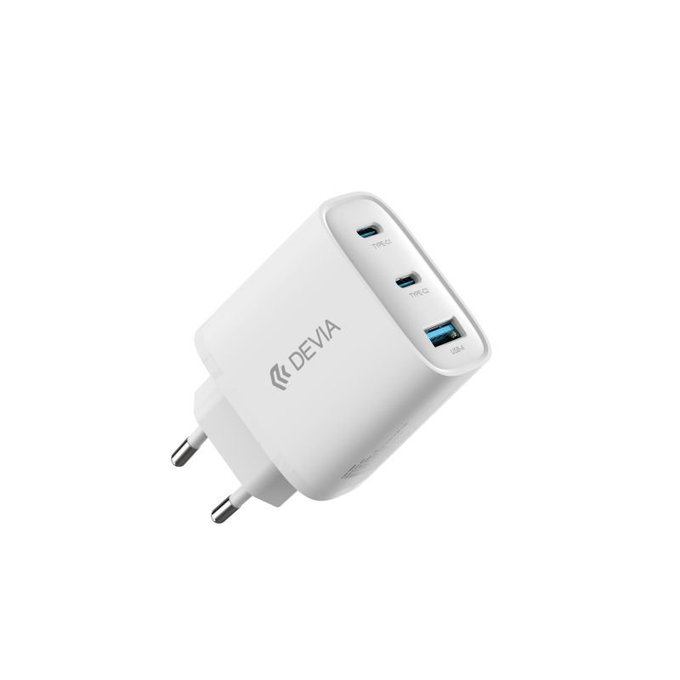 Adaptor de încărcare Extreme Speed, 2x USB-C + USB-A, PD 65W, alb, Devia