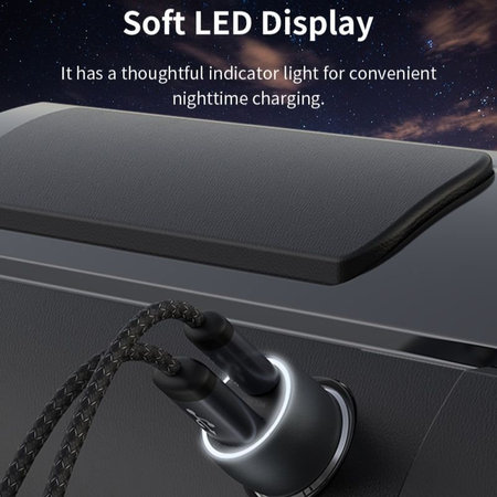 Încărcător auto Extreme Speed USB-C + USB-A, PD 30W, QC 3.0 18W, gri, Devia