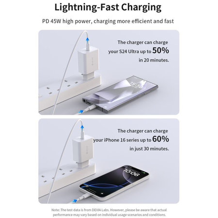 Adaptor de încărcare Rocket USB-C, PD 45W, alb, Devia