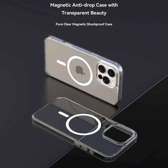 Husă Clear cu MagSafe pentru iPhone 16 Pro Max, transparentă, Devia