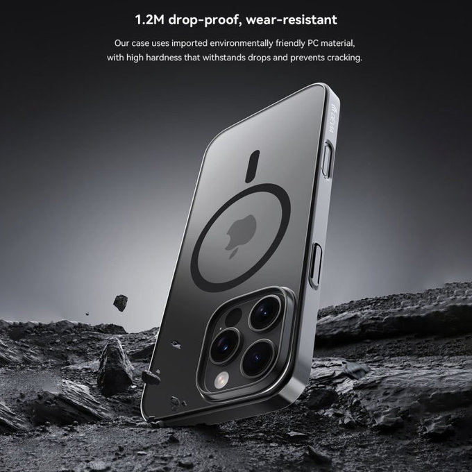 Husă Glimmer cu MagSafe pentru iPhone 16, negru, Devia