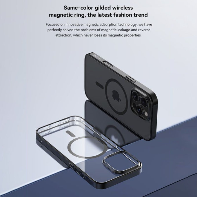 Husă Glimmer cu MagSafe pentru iPhone 16, negru, Devia