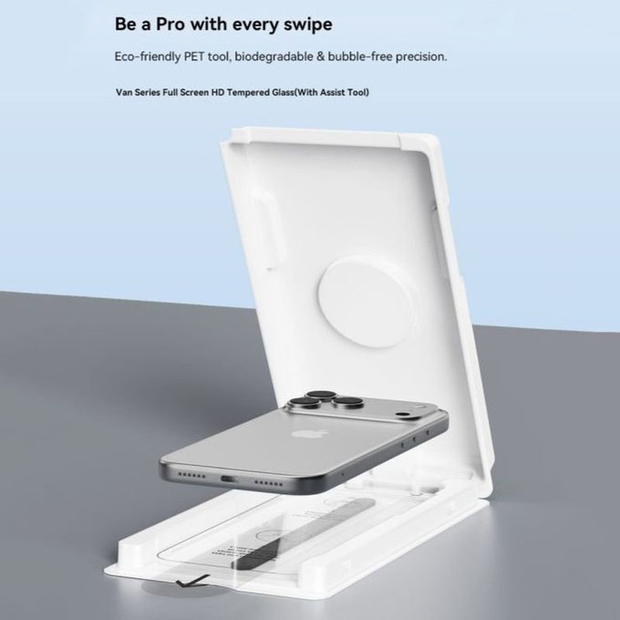 Sticlă securizată FullCover cu aplicator pentru iPhone 17 Pro Max, Devia