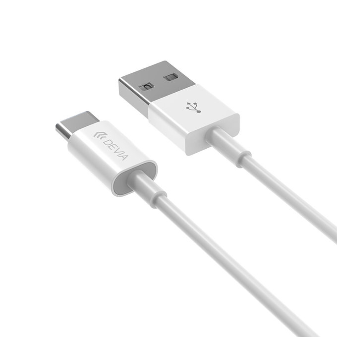 Cablu USB / USB-C Smart, 2.1A, 1m, alb, Devia