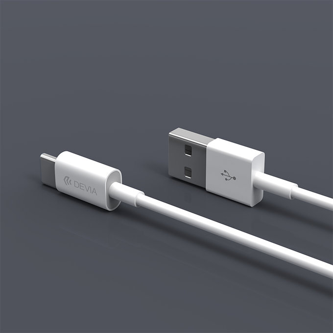 Cablu USB / USB-C Smart, 2.1A, 1m, alb, Devia
