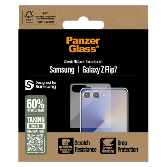 Sticlă securizată Classic Fit pentru Samsung Galaxy Z Flip7, Transparent, PanzerGlass