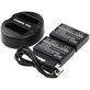 2 baterii cu încărcător pentruNikon Coolpix P7000, P7700, D3100, D3200, D5100, 1030mAh, Li-Ion, 7.4V, EN-EL14, HQ