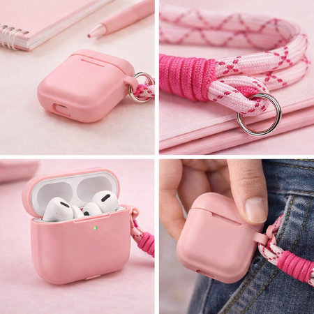 Silicon Caz pentru AirPods 1 si 2, Pastel Pink