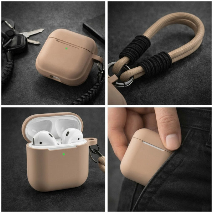 Silicon Caz pentru AirPods 1 si 2, Sand Beige