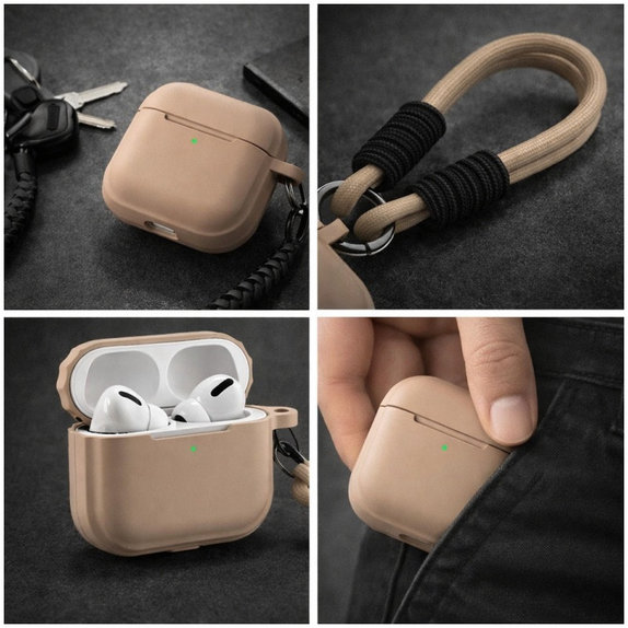 Silicon Caz pentru AirPods Pro, Sand Beige