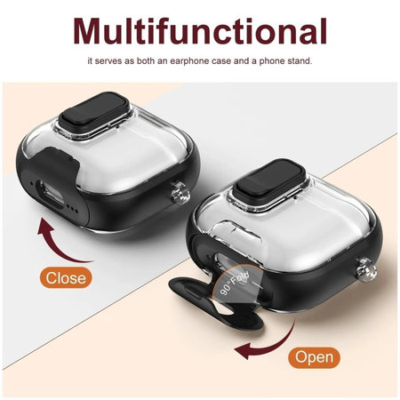 Silicon Caz cu suport telefon si carabina pentru AirPods Pro 3, Black