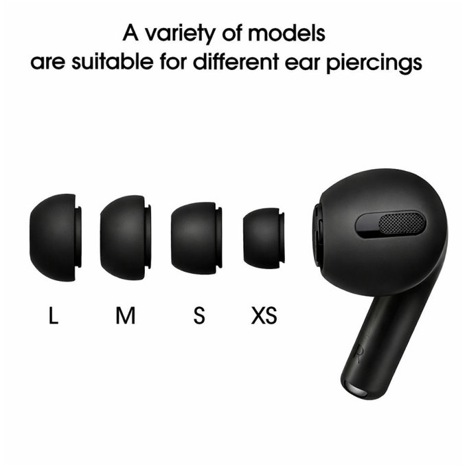 Silicon Dopuri de ureche pentru AirPods Pro si Pro 2, Set (L, M, S, XS), Black