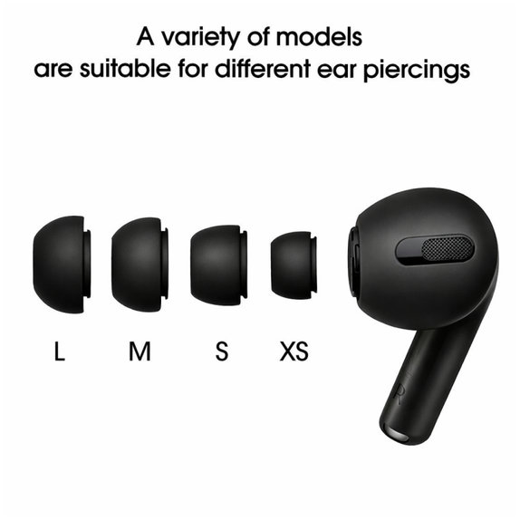 Silicon Dopuri de ureche pentru AirPods Pro si Pro 2, Set (L, M, S, XS), Black