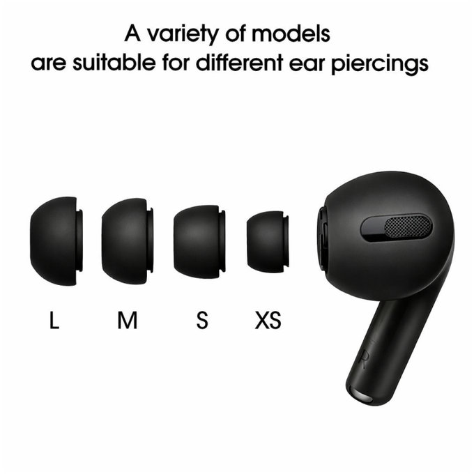 Silicon Dopuri de ureche pentru AirPods Pro si Pro 2, Set (L, M, S, XS), Black