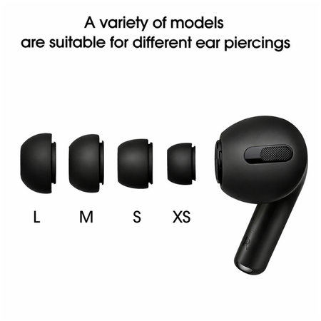 Silicon Dopuri de ureche pentru AirPods Pro si Pro 2, Set (L, M, S, XS), Black