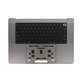 Ramă superioară tastatură pentru MacBook Pro 16" A2780 (2023), cu tastatură US și baterie, Space Gray, 661-32189, Genuine Apple