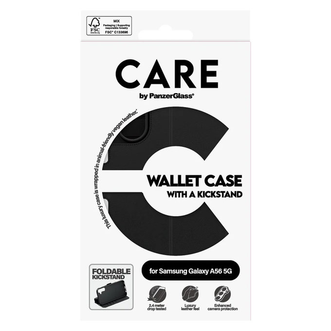 Caz Wallet Kickstand pentru Samsung Galaxy A56 5G, Negru, PanzerGlass