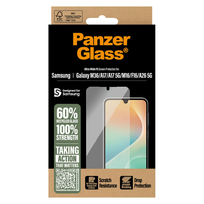 Sticlă securizată UWF pentru Samsung Galaxy M15 5G/F15 5G/A26 5G/A16/A16 5G, Negru, PanzerGlass
