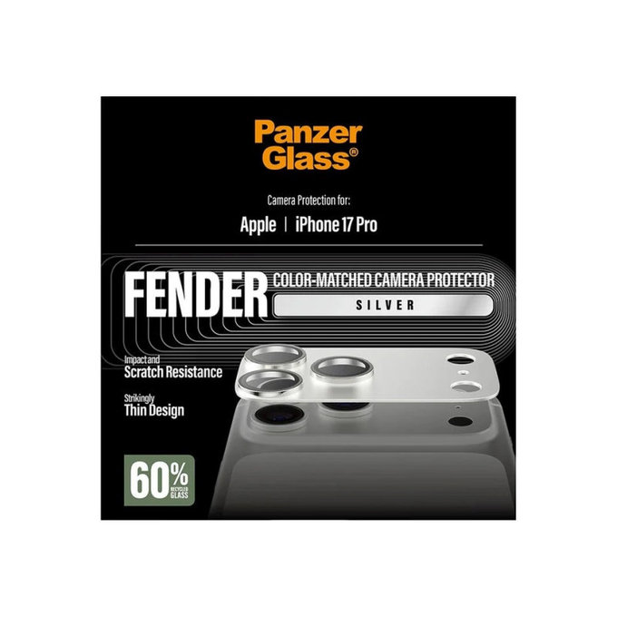 Protecție lentilă Fender pentru iPhone 17 Pro, Argintiu, PanzerGlass