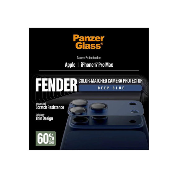Protecție lentilă Fender pentru iPhone 17 Pro Max, Albastru, PanzerGlass