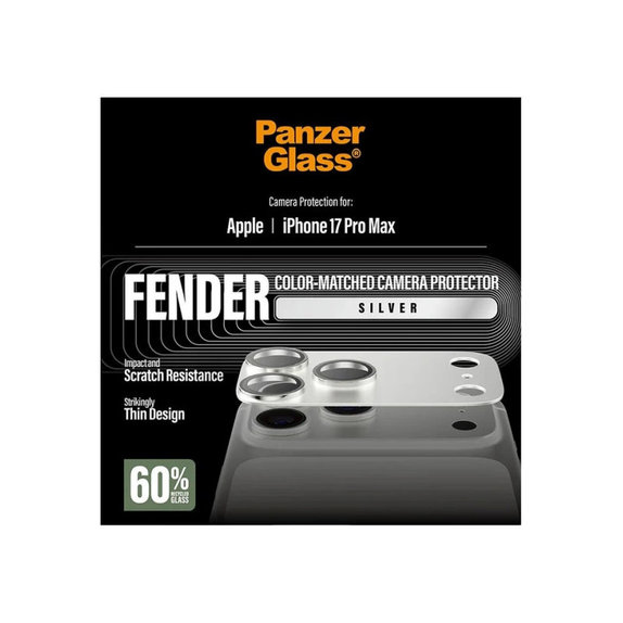 Protecție lentilă Fender pentru iPhone 17 Pro Max, Argintiu, PanzerGlass