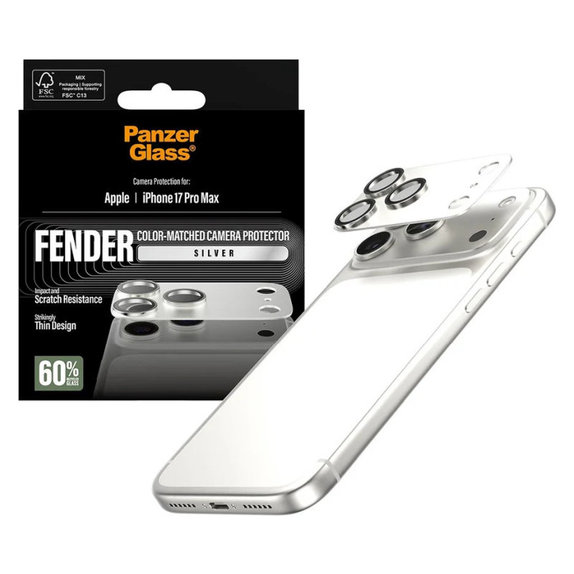 Protecție lentilă Fender pentru iPhone 17 Pro Max, Argintiu, PanzerGlass