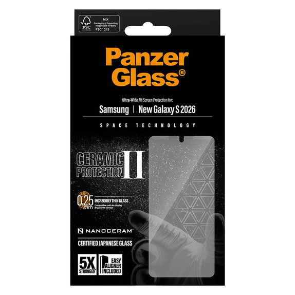 Sticlă securizată UWF Ceramic cu aplicator pentru Samsung Galaxy S26, Transparent, PanzerGlass