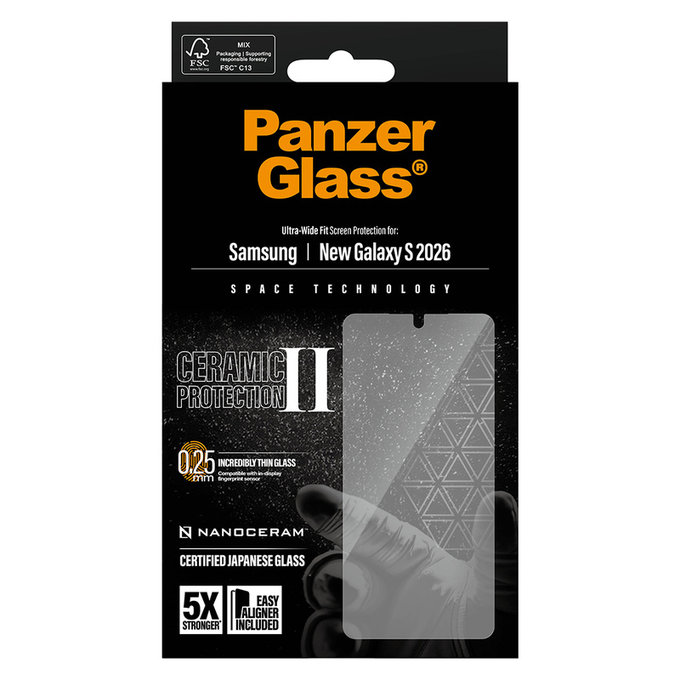 Sticlă securizată UWF Ceramic cu aplicator pentru Samsung Galaxy S26, Transparent, PanzerGlass