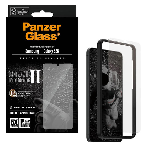 Sticlă securizată UWF Ceramic cu aplicator pentru Samsung Galaxy S26, Transparent, PanzerGlass