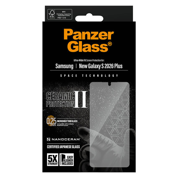Sticlă securizată UWF Ceramic cu aplicator pentru Samsung Galaxy S26+, Transparent, PanzerGlass