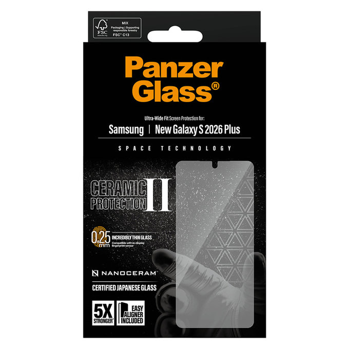 Sticlă securizată UWF Ceramic cu aplicator pentru Samsung Galaxy S26+, Transparent, PanzerGlass