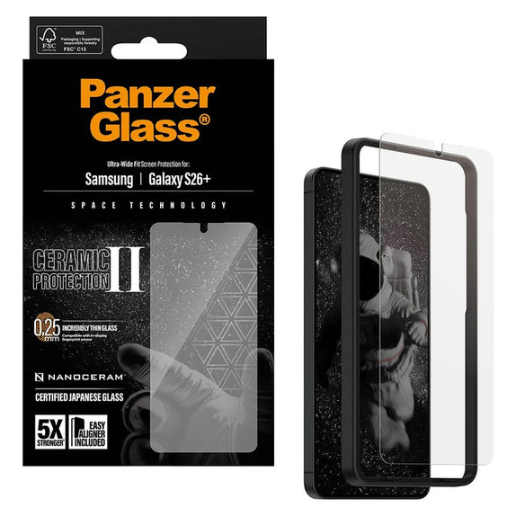 Sticlă securizată UWF Ceramic cu aplicator pentru Samsung Galaxy S26+, Transparent, PanzerGlass