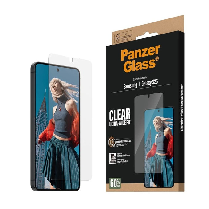 PanzerGlass - Sticlă securizată UWF cu aplicator pentru Samsung Galaxy S26, transparentă