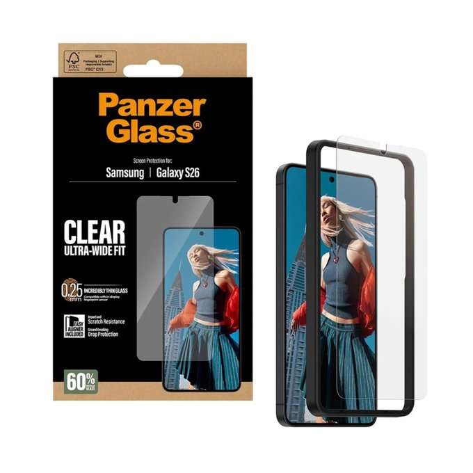 PanzerGlass - Sticlă securizată UWF cu aplicator pentru Samsung Galaxy S26, transparentă