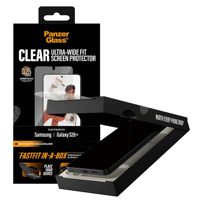 Sticlă securizată UWF cu FASTFIT In-A-Box pentru Samsung Galaxy S26+, Transparent, PanzerGlass