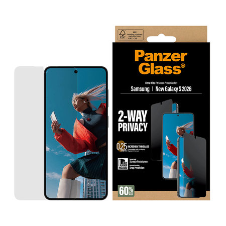PanzerGlass - Sticlă securizată UWF 2-Way Privacy cu aplicator pentru Samsung Galaxy S26, transparentă