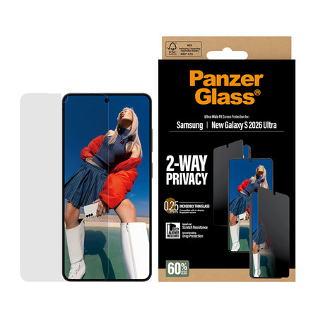 PanzerGlass - Sticlă securizată UWF 2-Way Privacy cu aplicator pentru Samsung Galaxy S26 Ultra, transparentă