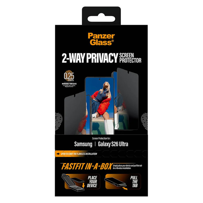 Sticlă securizată UWF 2-Way Privacy cu FASTFIT In-A-Box pentru Samsung Galaxy S26 Ultra, Transparent, PanzerGlass