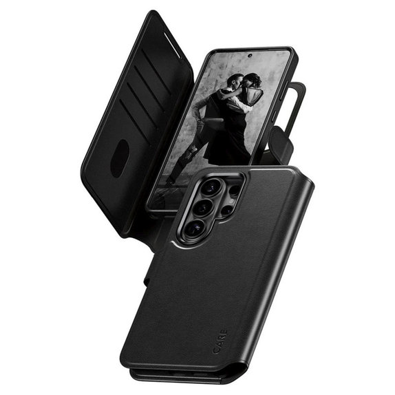 Caz Wallet Tango Two-In-One cu QI pentru Samsung S26 Ultra, negru, CARE