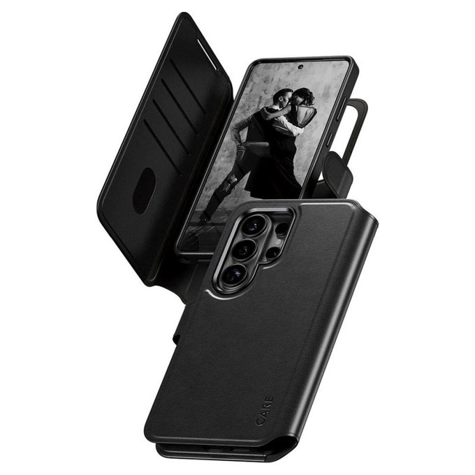 Caz Wallet Tango Two-In-One cu QI pentru Samsung S26 Ultra, negru, CARE