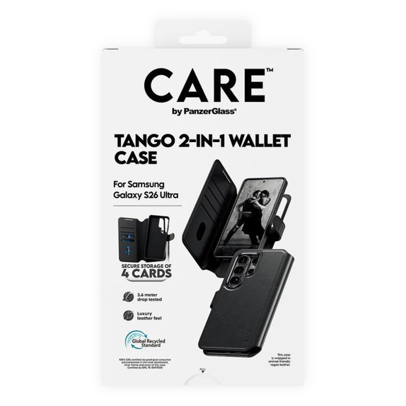 Caz Wallet Tango Two-In-One cu QI pentru Samsung S26 Ultra, negru, CARE