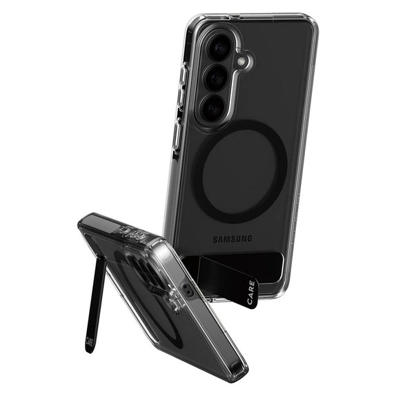 Caz Kickstand cu QI negru pentru Samsung Galaxy S26, Transparent, PanzerGlass