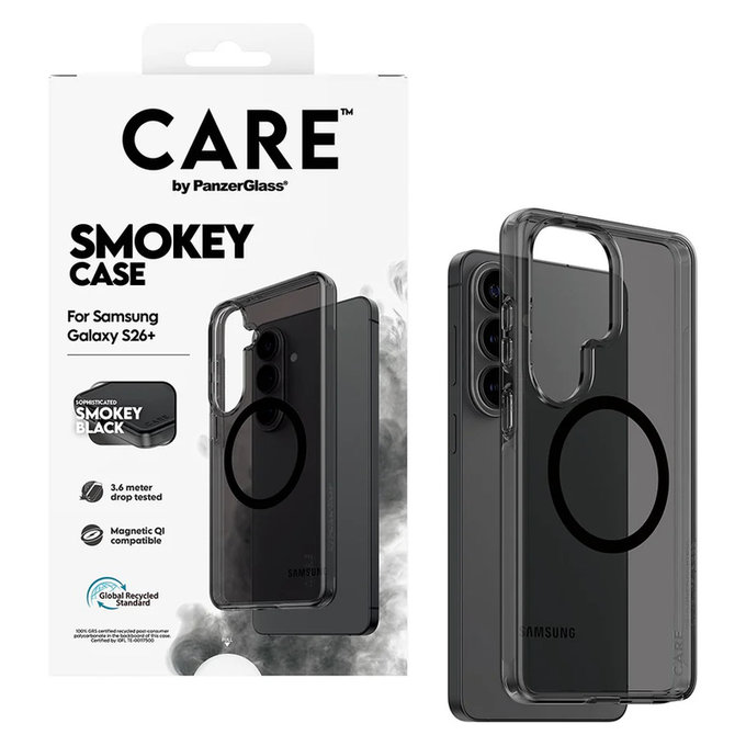 Caz Smokey cu QI negru pentru Samsung Galaxy S26+, Negru, PanzerGlass
