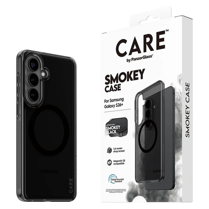Caz Smokey cu QI negru pentru Samsung Galaxy S26+, Negru, PanzerGlass